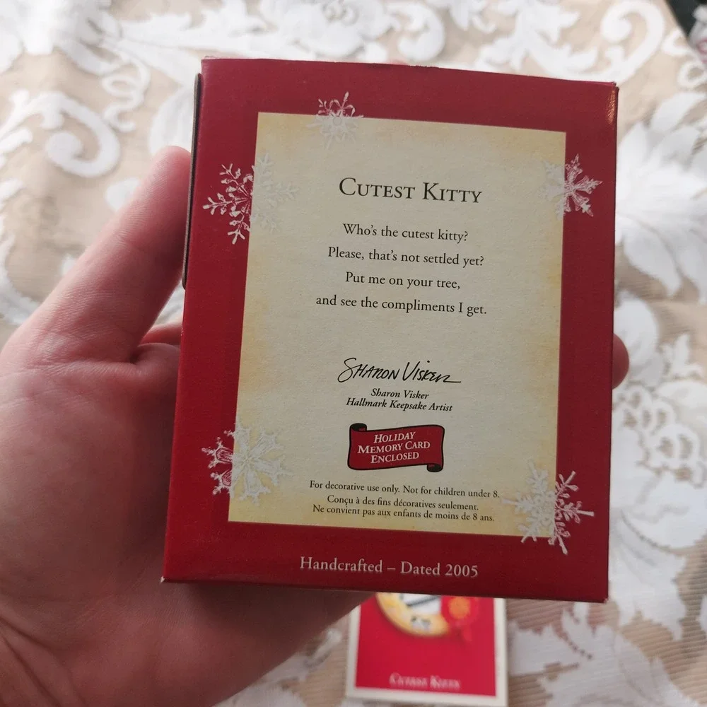 Hallmark Keepsake 2005 Cutest Kitty Photo Holder Ornament Sharon Visker Cat Box